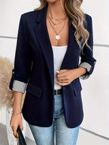 Women’s Blazer – Tailored Fit – Single-Breasted – Notched Lapel – Rolled Sleeve Detail 0