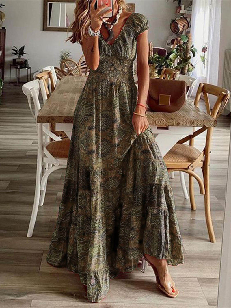 Women's Boho Maxi Dress with Smocked Bodice and Puff Sleeves – Lightweight Summer Dress for Casual Outings and Parties 3