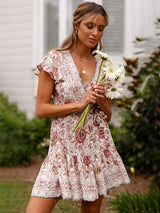 Women's Floral Wrap Dress with V-Neck and Flutter Sleeves – Lightweight Summer Dress for Casual Outings and Vacations 3
