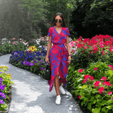 Women's Floral Wrap Dress with V-Neck and High-Low Hem – Short Sleeve Summer Dress 0