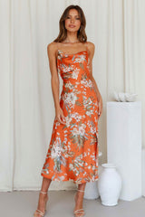 Women's Satin Slip Midi Dress with Cowl Neck and High Slit – Elegant Summer Cocktail Dress for Any Occasion 1