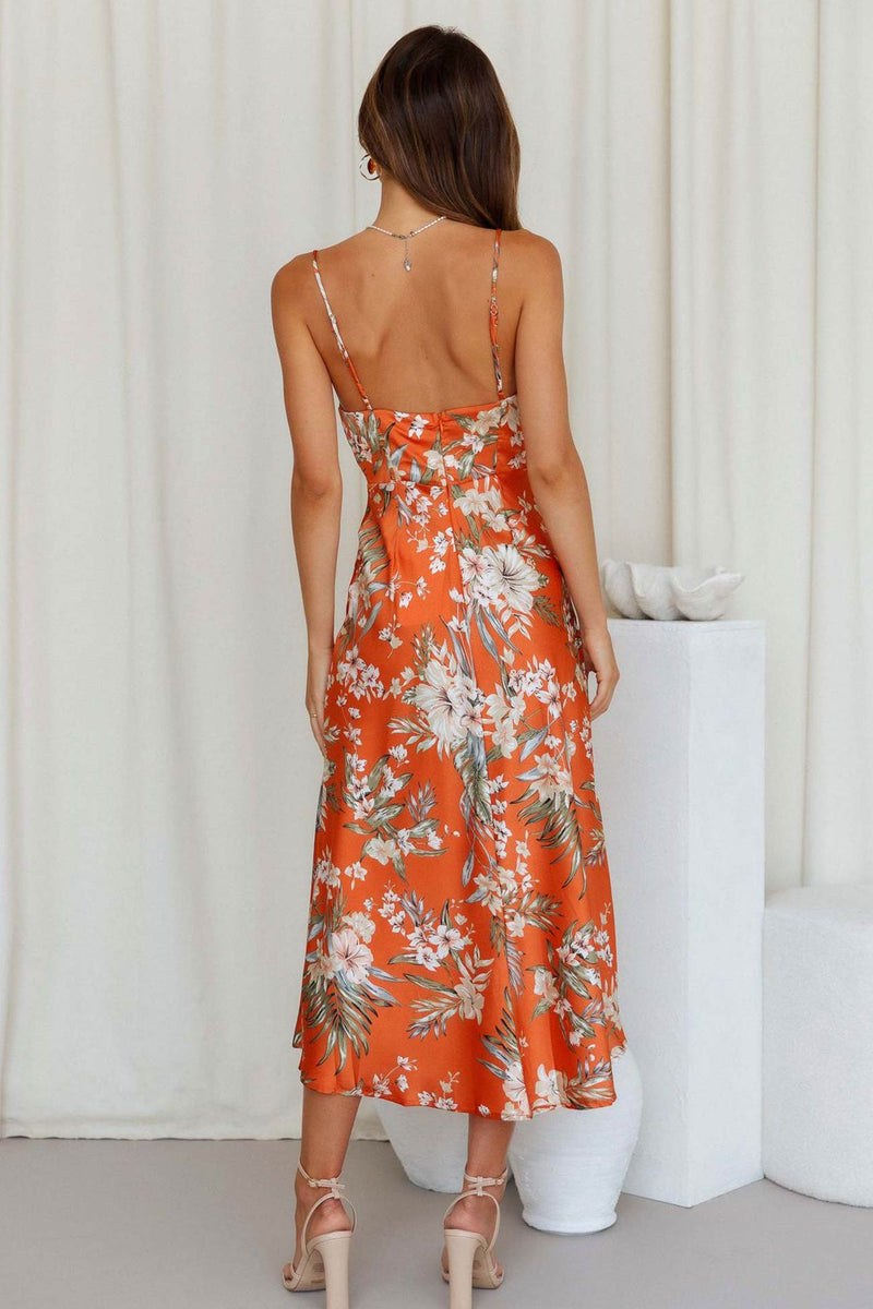 Women's Satin Slip Midi Dress with Cowl Neck and High Slit – Elegant Summer Cocktail Dress for Any Occasion 3