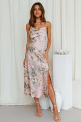 Women's Satin Slip Midi Dress with Cowl Neck and High Slit – Elegant Summer Cocktail Dress for Any Occasion 5
