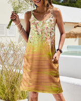 Women's Summer A-Line Dress in White with Spaghetti Straps and Pockets – Relaxed Fit Cotton Dress 1