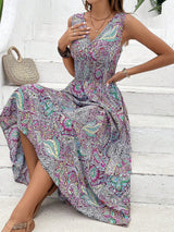 Women's Summer A-Line Midi Dress – Flowy V-Neck Sleeveless Cotton Blend for Casual Daytime Events 3