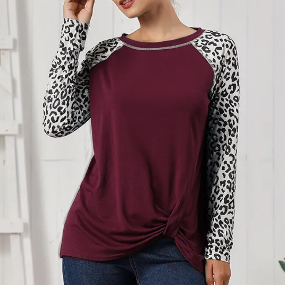 Variant image for Manon - Womens Longsleeve Shirt with Trendy Leopard Motif for Stylish Comfort-16