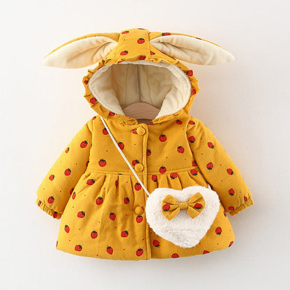 StrawberrySnuggle - Adorable Strawberry Quilted Baby Jacket/Coat