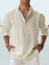 Luca - Casual Cotton Linen Men's Henley Shirt