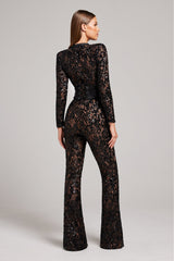 Elira – Elegant Lace Women's Jumpsuit with Belted Waist