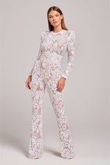 Elira – Elegant Lace Women's Jumpsuit with Belted Waist