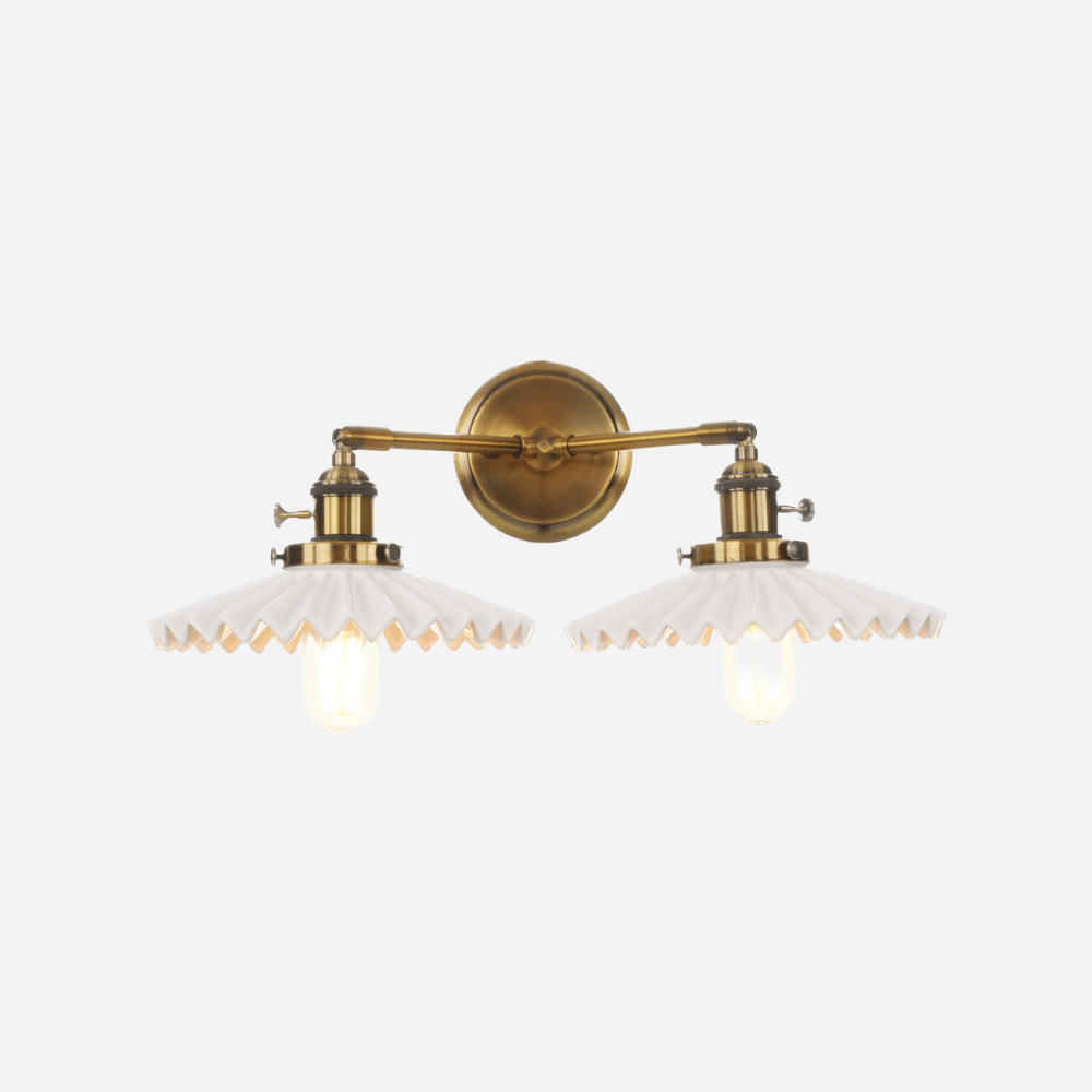 Lumière - Antique Gold Double-Head Ceramic Wall Lamp