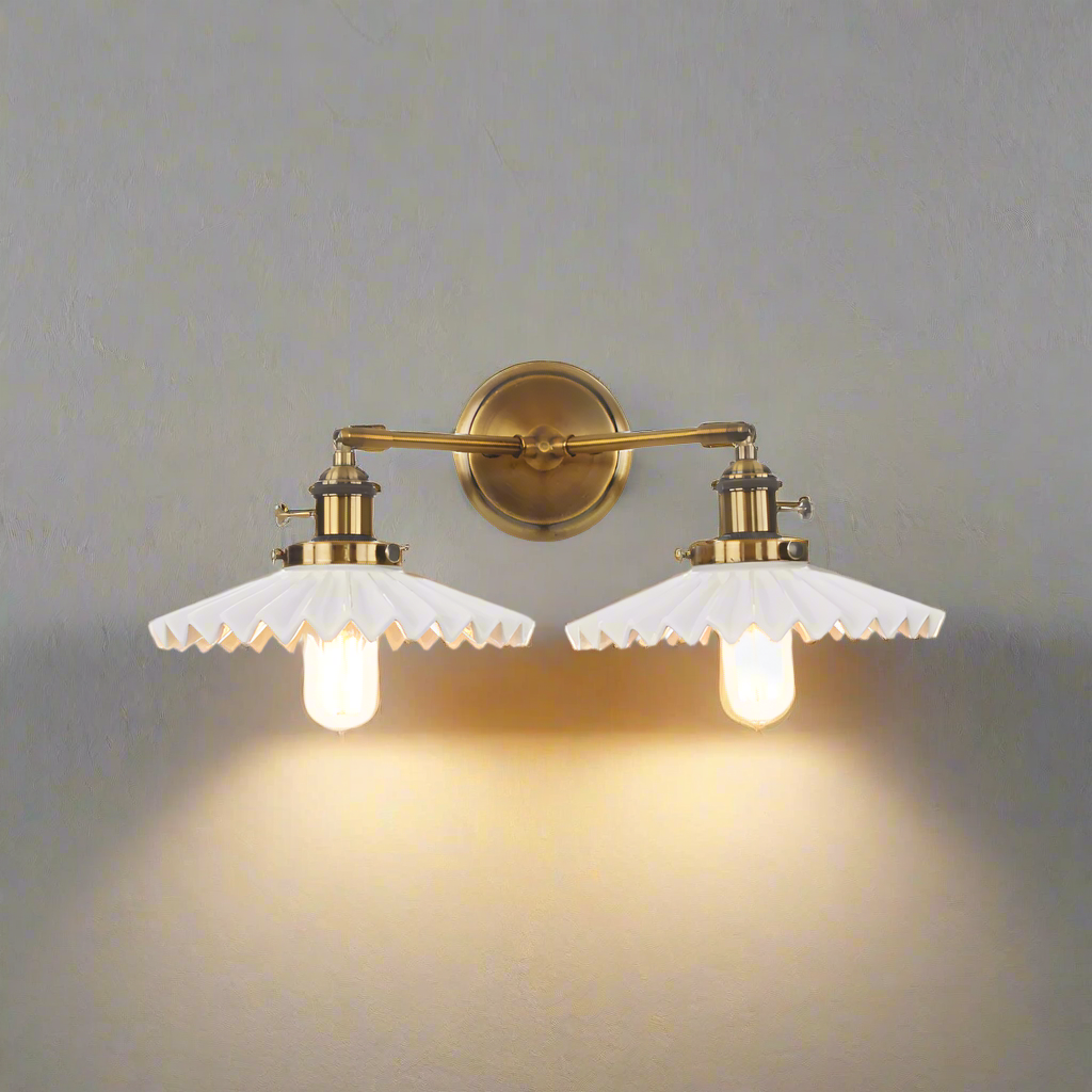 Lumière - Antique Gold Double-Head Ceramic Wall Lamp