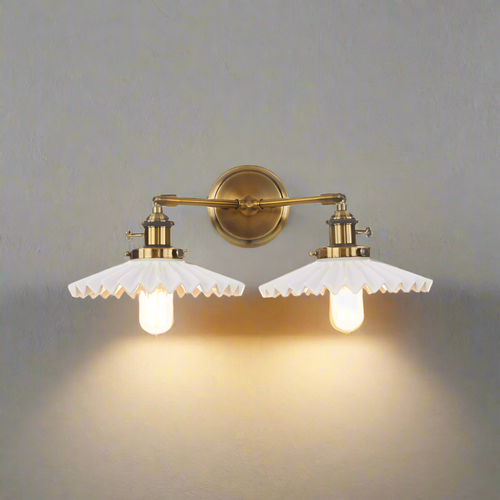 Lumière - Antique Gold Double-Head Ceramic Wall Lamp