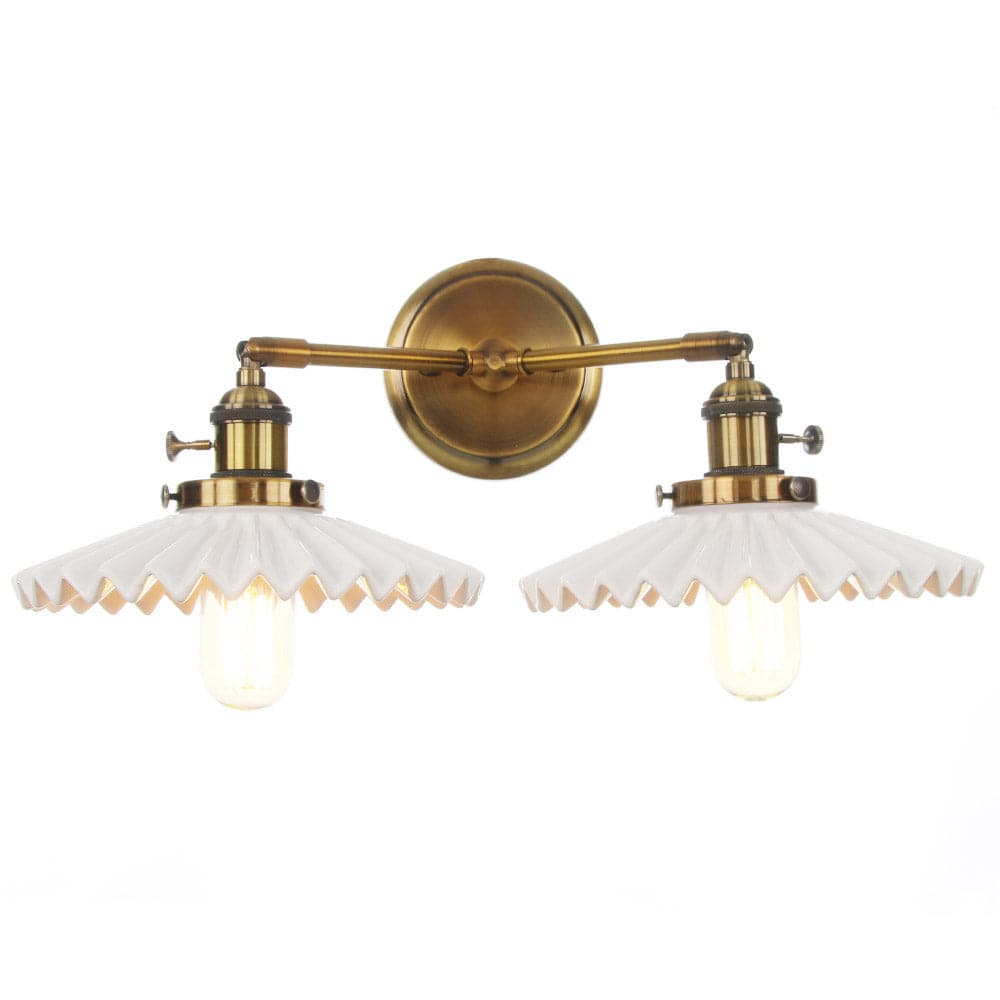 Lumière - Antique Gold Double-Head Ceramic Wall Lamp