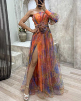 Women's Floral One-Shoulder Maxi Dress