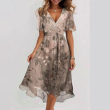 Luna - Flowy V-Neck Wrap Women's Dress