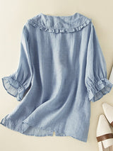Women's Ruffle Neck Loose Shirt