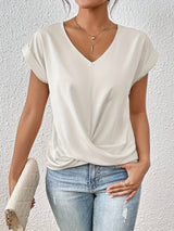 Livia – Draped Women's V-Neck Blouse