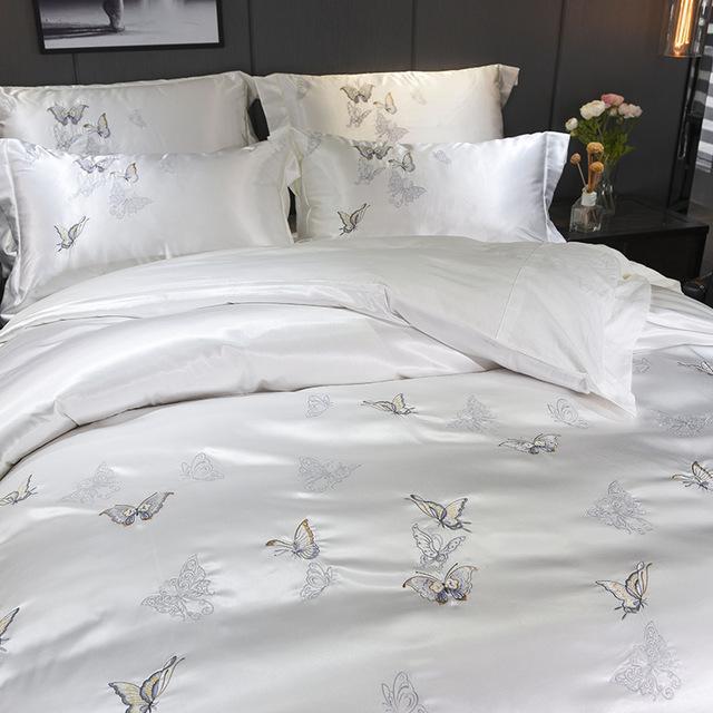 Elegant Butterfly Duvet Cover Set - Egyptian Cotton, 500 TC, White-4