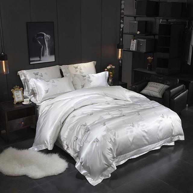 Elegant Butterfly Duvet Cover Set - Egyptian Cotton, 500 TC, White-3