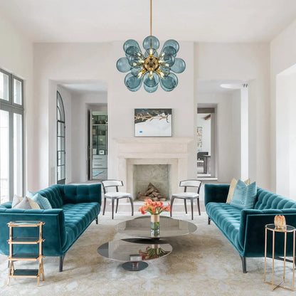 BubbleGlow - Modern Blue Glass Chandelier