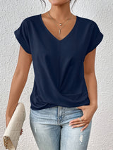Livia – Draped Women's V-Neck Blouse