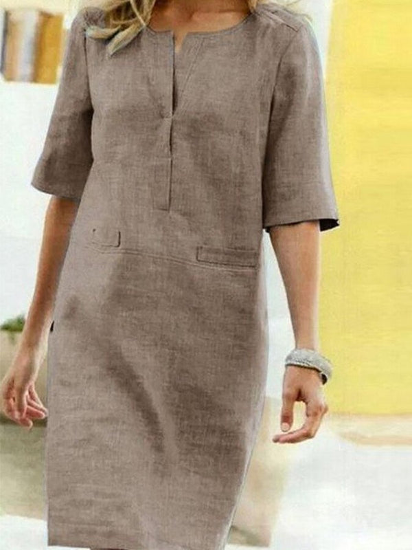 Breeza – Cotton‑Linen Shift Women's Dress