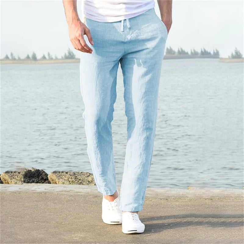Men's Casual Lightweight Linen Trousers