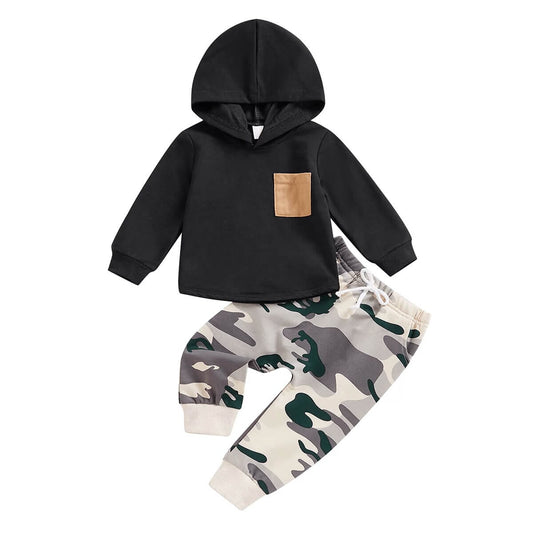 COZY CAMO - Black Camo Hooded Baby Set