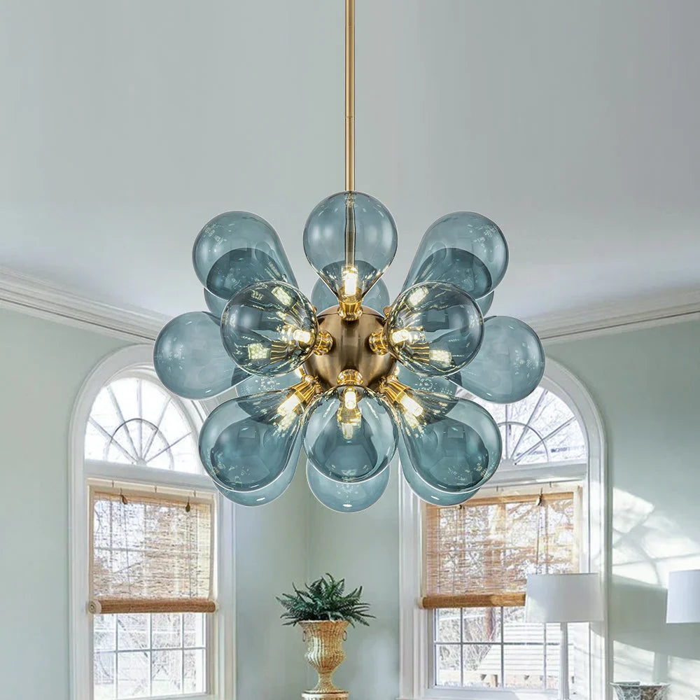 BubbleGlow - Modern Blue Glass Chandelier