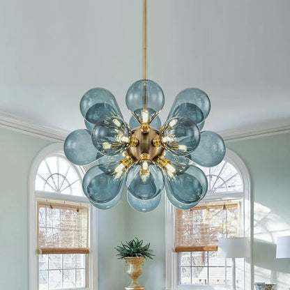 BubbleGlow - Modern Blue Glass Chandelier