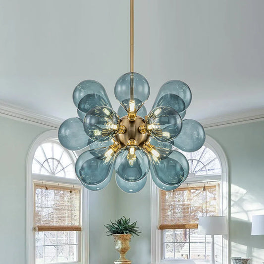 BubbleGlow - Modern Blue Glass Chandelier