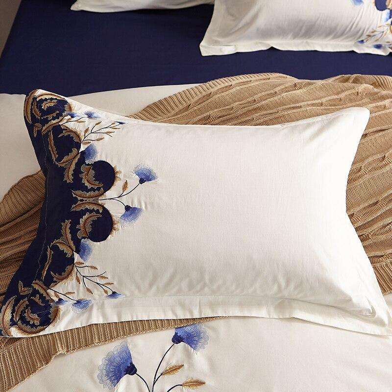 Cornflower Meadow Duvet Cover Set - Luxurious Egyptian Cotton, 600 TC, White Bed Covers-4