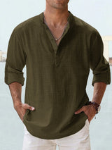 Luca - Casual Cotton Linen Men's Henley Shirt