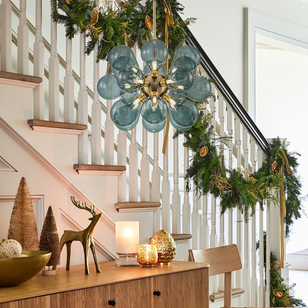 BubbleGlow - Modern Blue Glass Chandelier