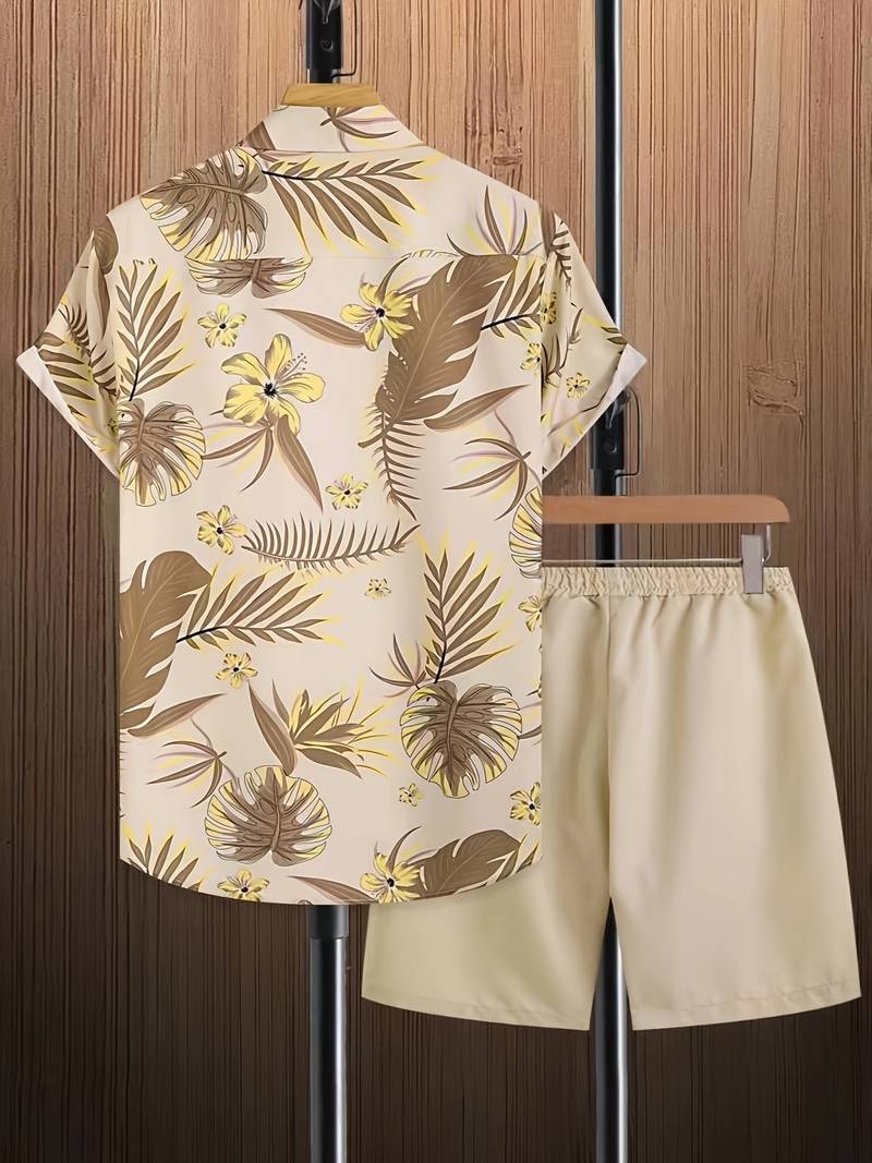 Kai - Tropical Print Men's Short Sleeve Shirt