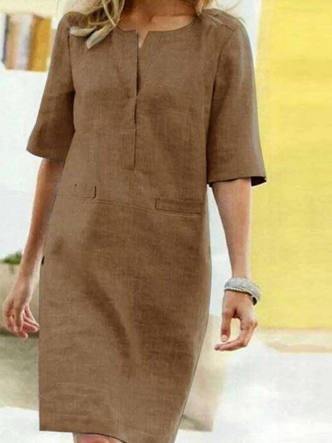 Breeza – Cotton‑Linen Shift Women's Dress