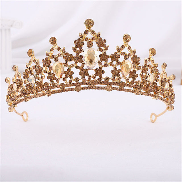 Crown gold | Quality gold color crystal crown 1