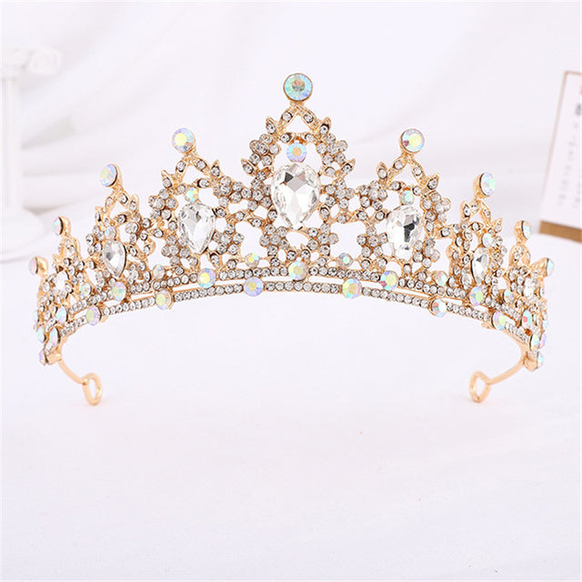 Crown gold | Quality gold color crystal crown 3