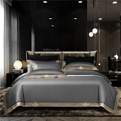 Variant image for Grigio Premium Embroidered Duvet Cover Set - 1000 TC Egyptian Cotton Bed Covers-1