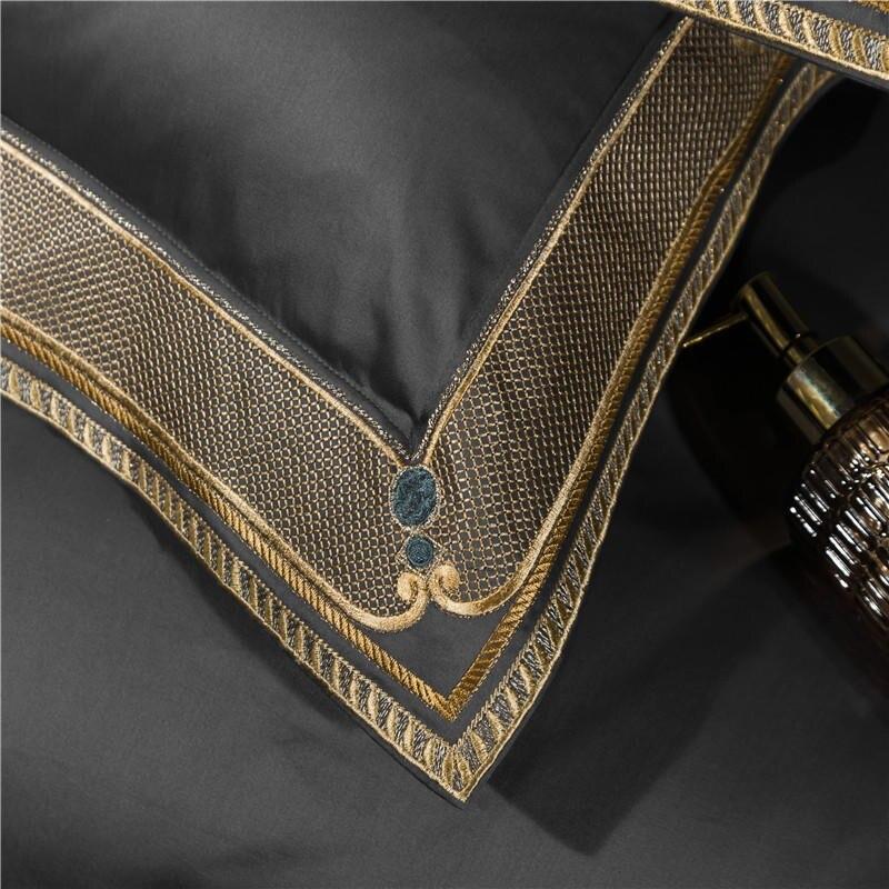 Grigio Premium Embroidered Duvet Cover Set - 1000 TC Egyptian Cotton Bed Covers-6