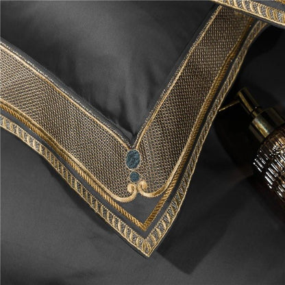 Grigio Premium Embroidered Duvet Cover Set - 1000 TC Egyptian Cotton Bed Covers-6