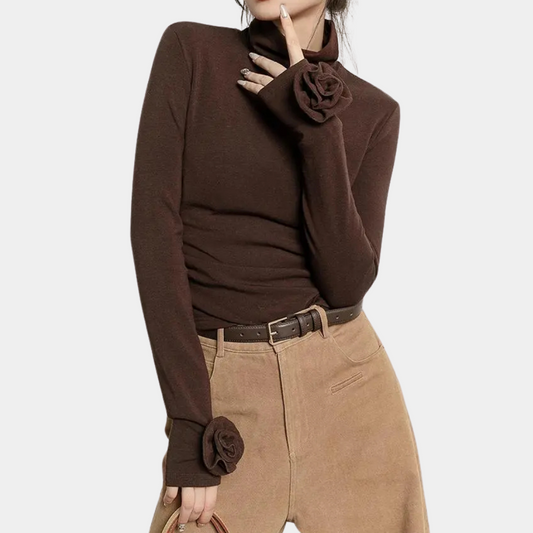 Myrthe - Elegant Women's Shirt in Stylish Brown Cotton for All Occasions-2
