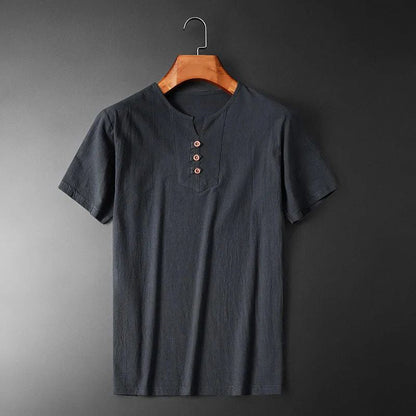 Variant image for Lightweight Summer T-Shirt for Men - Breathable Cotton-Linen Blend, V-Neck-29