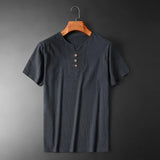 Variant image for Lightweight Summer T-Shirt for Men - Breathable Cotton-Linen Blend, V-Neck-29
