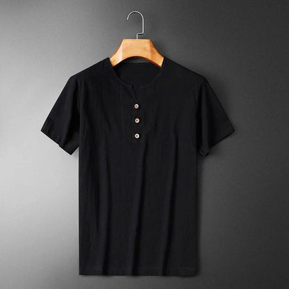 Variant image for Lightweight Summer T-Shirt for Men - Breathable Cotton-Linen Blend, V-Neck-7