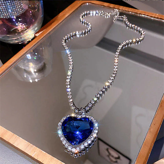 Blue heart crystal necklace 1