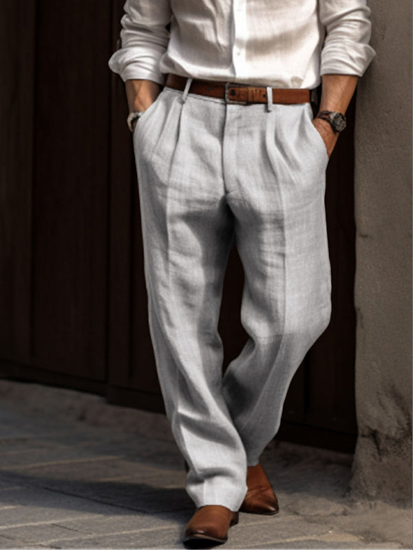 Pleated Men’s Linen Trousers