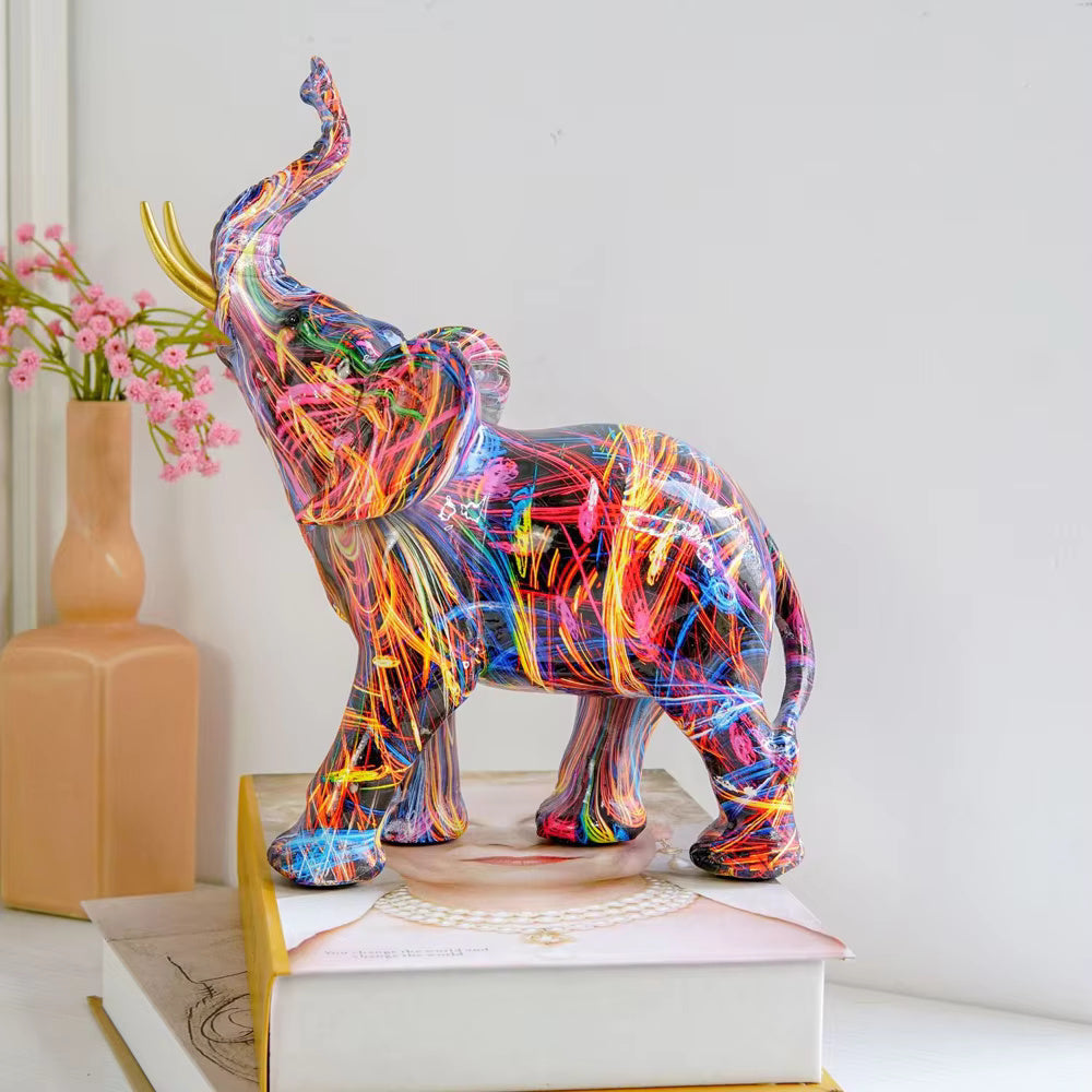 ElevaArt – Colorful Graffiti Elephant Statue