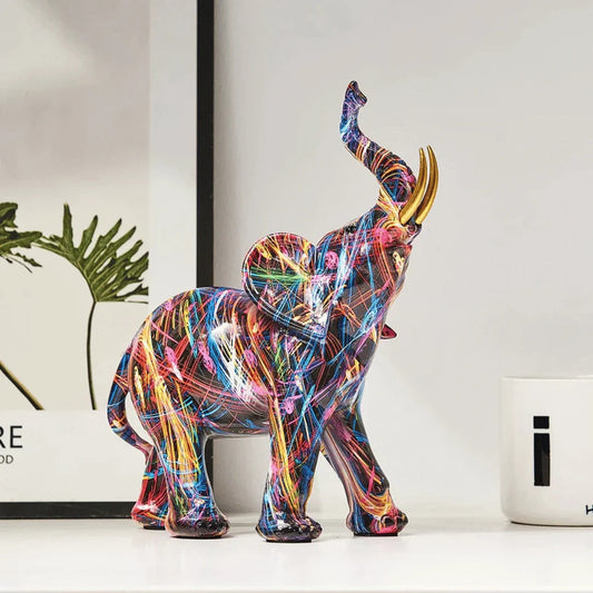 ElevaArt – Colorful Graffiti Elephant Statue